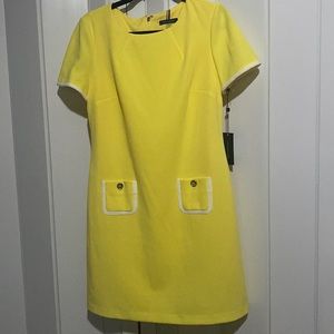 Tommy Hilfiger Yellow Dress with White trims on pocket, Size 8